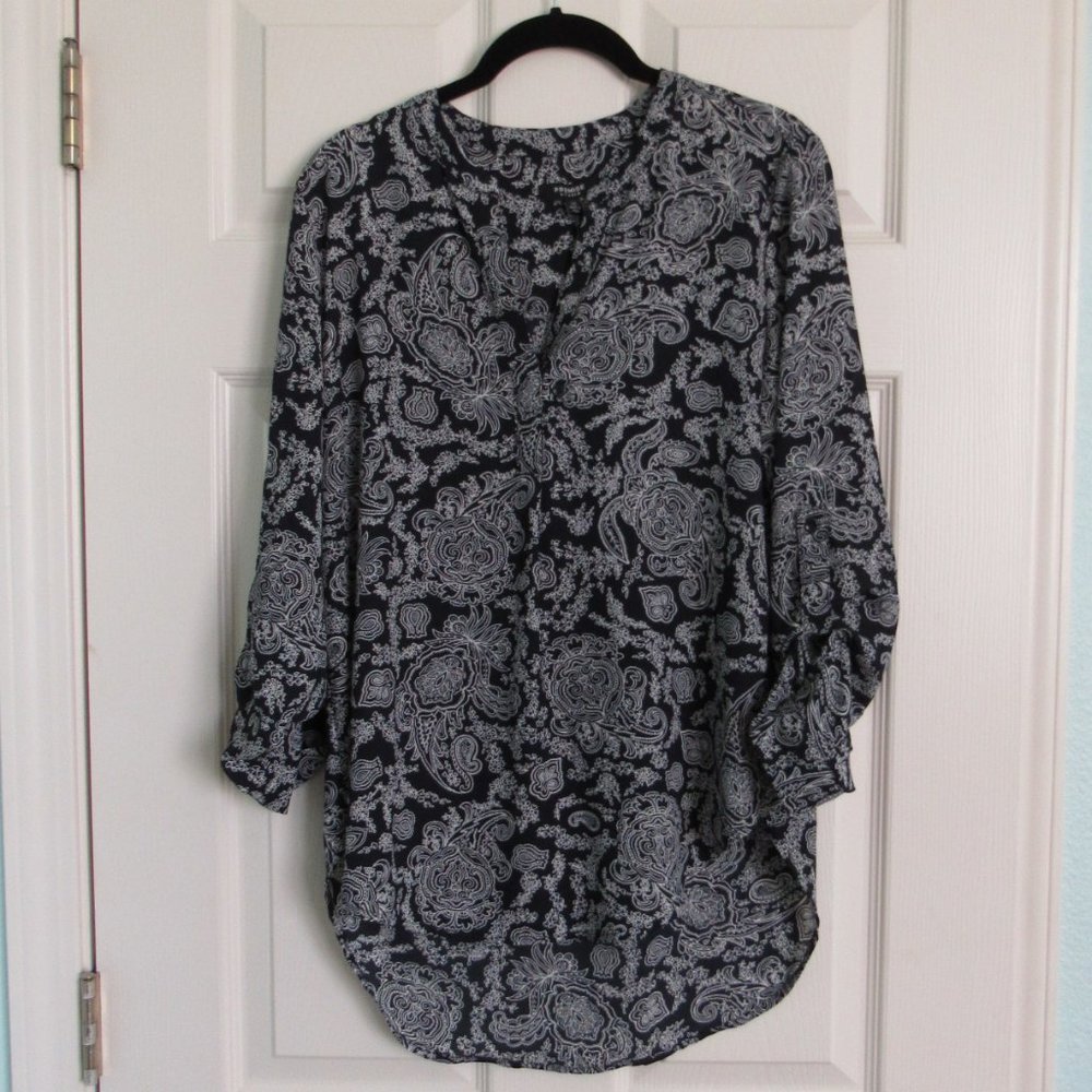 Premise Studio Paisley Print Black & White Blouse